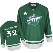 Men's Reebok Minnesota Wild 32 Niklas Backstrom Green St Patty's Day Jersey - Authentic
