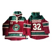 Men's Old Time Hockey Minnesota Wild 32 Niklas Backstrom Red Sawyer Hooded Sweatshirt Jersey - Premier