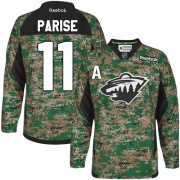 Men's Reebok Minnesota Wild 11 Zach Parise Camo Veterans Day Practice Jersey - Authentic