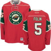 Men's Reebok Minnesota Wild 5 Christian Folin Red Home Jersey - Authentic Men's Reebok Minnesota Wild 5 Christian Folin Red Home Jersey - Authentic