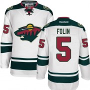Men's Reebok Minnesota Wild 5 Christian Folin White Away Jersey - Authentic Men's Reebok Minnesota Wild 5 Christian Folin White Away Jersey - Authentic