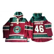 Men's Old Time Hockey Minnesota Wild 46 Jared Spurgeon Red Sawyer Hooded Sweatshirt Jersey - Authentic