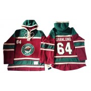 Men's Old Time Hockey Minnesota Wild 64 Mikael Granlund Red Sawyer Hooded Sweatshirt Jersey - Authentic
