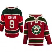 Men's Old Time Hockey Minnesota Wild 9 Mikko Koivu Red Sawyer Hooded Sweatshirt Jersey - Authentic