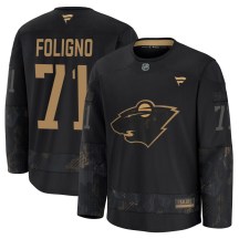 Men's Fanatics Minnesota Wild Nick Foligno Black 2024 Military Appreciation Practice Jersey - Premium Men's Fanatics Minnesota Wild Nick Foligno Black 2024 Military Appreciation Practice Jersey - Premium