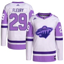 Men's Adidas Minnesota Wild Marc-Andre Fleury White/Purple Hockey Fights Cancer Primegreen Jersey - Authentic