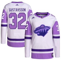 Men's Adidas Minnesota Wild Filip Gustavsson White/Purple Hockey Fights Cancer Primegreen Jersey - Authentic