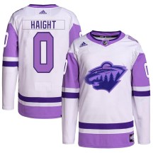 Men's Adidas Minnesota Wild Hunter Haight White/Purple Hockey Fights Cancer Primegreen Jersey - Authentic