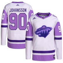 Men's Adidas Minnesota Wild Marcus Johansson White/Purple Hockey Fights Cancer Primegreen Jersey - Authentic