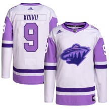Men's Adidas Minnesota Wild Mikko Koivu White/Purple Hockey Fights Cancer Primegreen Jersey - Authentic