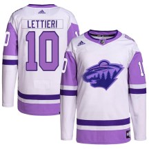 Men's Adidas Minnesota Wild Vinni Lettieri White/Purple Hockey Fights Cancer Primegreen Jersey - Authentic