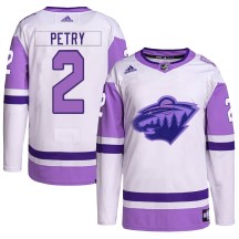 Men's Adidas Minnesota Wild Jeff Petry White/Purple Hockey Fights Cancer Primegreen Jersey - Authentic Men's Adidas Minnesota Wild Jeff Petry White/Purple Hockey Fights Cancer Primegreen Jersey - Authentic
