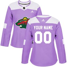 Women's Adidas Minnesota Wild Custom Purple Custom Fights Cancer Practice Jersey - Authentic