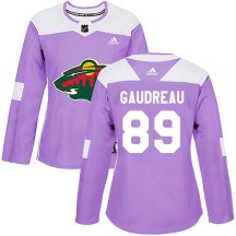 Women's Adidas Minnesota Wild Frederick Gaudreau Purple Fights Cancer Practice Jersey - Authentic