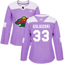 Women's Adidas Minnesota Wild Alex Goligoski Purple Fights Cancer Practice Jersey - Authentic