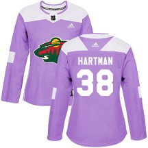 Women's Adidas Minnesota Wild Ryan Hartman Purple Fights Cancer Practice Jersey - Authentic