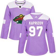 Women's Adidas Minnesota Wild Kirill Kaprizov Purple Fights Cancer Practice Jersey - Authentic