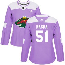 Women's Adidas Minnesota Wild Adam Raska Purple Fights Cancer Practice Jersey - Authentic
