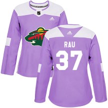 Women's Adidas Minnesota Wild Kyle Rau Purple Fights Cancer Practice Jersey - Authentic