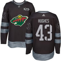 Men's Minnesota Wild Quinn Hughes Black 1917-2017 100th Anniversary Jersey - Authentic Men's Minnesota Wild Quinn Hughes Black 1917-2017 100th Anniversary Jersey - Authentic