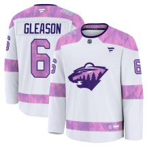 Men's Fanatics Minnesota Wild Ben Gleason White 2024 Hockey Fights Cancer Practice Jersey - Premium Men's Fanatics Minnesota Wild Ben Gleason White 2024 Hockey Fights Cancer Practice Jersey - Premium