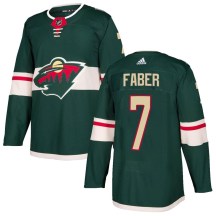 Men's Adidas Minnesota Wild Brock Faber Green Home Jersey - Authentic Men's Adidas Minnesota Wild Brock Faber Green Home Jersey - Authentic
