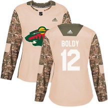 Women's Adidas Minnesota Wild Matt Boldy Camo Veterans Day Practice Jersey - Authentic