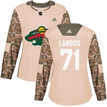 Women's Adidas Minnesota Wild Carson Lambos Camo Veterans Day Practice Jersey - Authentic Women's Adidas Minnesota Wild Carson Lambos Camo Veterans Day Practice Jersey - Authentic