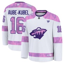 Youth Fanatics Minnesota Wild Nicolas Aube-Kubel White 2024 Hockey Fights Cancer Practice Jersey - Premium Youth Fanatics Minnesota Wild Nicolas Aube-Kubel White 2024 Hockey Fights Cancer Practice Jersey - Premium