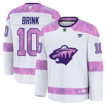 Youth Fanatics Minnesota Wild Bobby Brink White 2024 Hockey Fights Cancer Practice Jersey - Premium Youth Fanatics Minnesota Wild Bobby Brink White 2024 Hockey Fights Cancer Practice Jersey - Premium