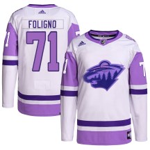 Youth Adidas Minnesota Wild Nick Foligno White/Purple Hockey Fights Cancer Primegreen Jersey - Authentic Youth Adidas Minnesota Wild Nick Foligno White/Purple Hockey Fights Cancer Primegreen Jersey - Authentic