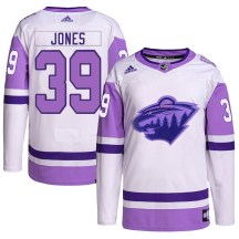 Youth Adidas Minnesota Wild Ben Jones White/Purple Hockey Fights Cancer Primegreen Jersey - Authentic Youth Adidas Minnesota Wild Ben Jones White/Purple Hockey Fights Cancer Primegreen Jersey - Authentic