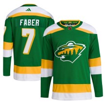 Men's Adidas Minnesota Wild Brock Faber Green Reverse Retro 2.0 Jersey - Authentic Men's Adidas Minnesota Wild Brock Faber Green Reverse Retro 2.0 Jersey - Authentic