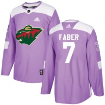 Men's Adidas Minnesota Wild Brock Faber Purple Fights Cancer Practice Jersey - Authentic