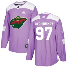 Men's Adidas Minnesota Wild Dmitry Ovchinnikov Purple Fights Cancer Practice Jersey - Authentic