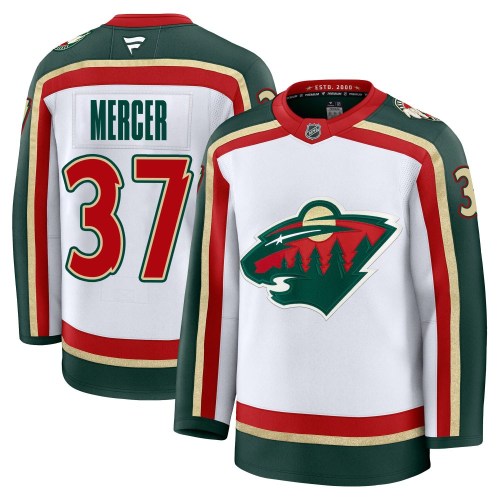 Men's Fanatics Minnesota Wild Riley Mercer White 25th Anniversary Jersey - Premium Men's Fanatics Minnesota Wild Riley Mercer White 25th Anniversary Jersey - Premium