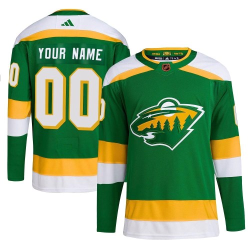 Men's Adidas Minnesota Wild Custom Green Custom Reverse Retro 2.0 Jersey - Authentic Men's Adidas Minnesota Wild Custom Green Custom Reverse Retro 2.0 Jersey - Authentic