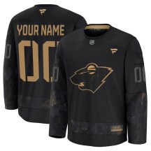 Men's Fanatics Minnesota Wild Custom Black Custom 2024 Military Appreciation Practice Jersey - Premium Men's Fanatics Minnesota Wild Custom Black Custom 2024 Military Appreciation Practice Jersey - Premium