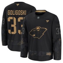 Men's Fanatics Minnesota Wild Alex Goligoski Black 2024 Military Appreciation Practice Jersey - Premium