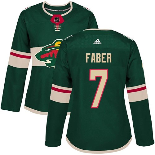 Women's Adidas Minnesota Wild Brock Faber Green Home Jersey - Authentic Women's Adidas Minnesota Wild Brock Faber Green Home Jersey - Authentic