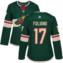 Women's Adidas Minnesota Wild Marcus Foligno Green Home Jersey - Authentic