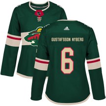 Women's Adidas Minnesota Wild Viking Gustafsson Nyberg Green Home Jersey - Authentic