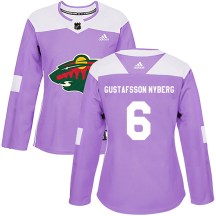 Women's Adidas Minnesota Wild Viking Gustafsson Nyberg Purple Fights Cancer Practice Jersey - Authentic