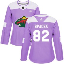 Women's Adidas Minnesota Wild David Spacek Purple Fights Cancer Practice Jersey - Authentic