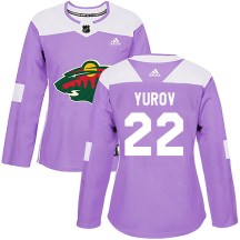 Women's Adidas Minnesota Wild Danila Yurov Purple Fights Cancer Practice Jersey - Authentic