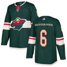Men's Adidas Minnesota Wild Viking Gustafsson Nyberg Green Home Jersey - Authentic
