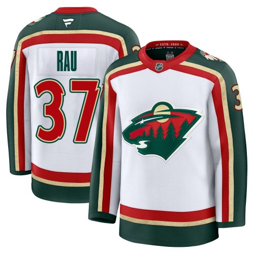 Men's Fanatics Minnesota Wild Kyle Rau White 25th Anniversary Jersey - Premium Men's Fanatics Minnesota Wild Kyle Rau White 25th Anniversary Jersey - Premium