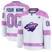 Youth Fanatics Minnesota Wild Custom White Custom 2024 Hockey Fights Cancer Practice Jersey - Premium