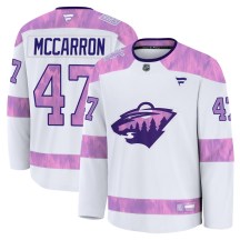 Youth Fanatics Minnesota Wild Michael McCarron White 2024 Hockey Fights Cancer Practice Jersey - Premium Youth Fanatics Minnesota Wild Michael McCarron White 2024 Hockey Fights Cancer Practice Jersey - Premium