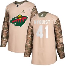 Men's Adidas Minnesota Wild Gustav Nyquist Camo Veterans Day Practice Jersey - Authentic